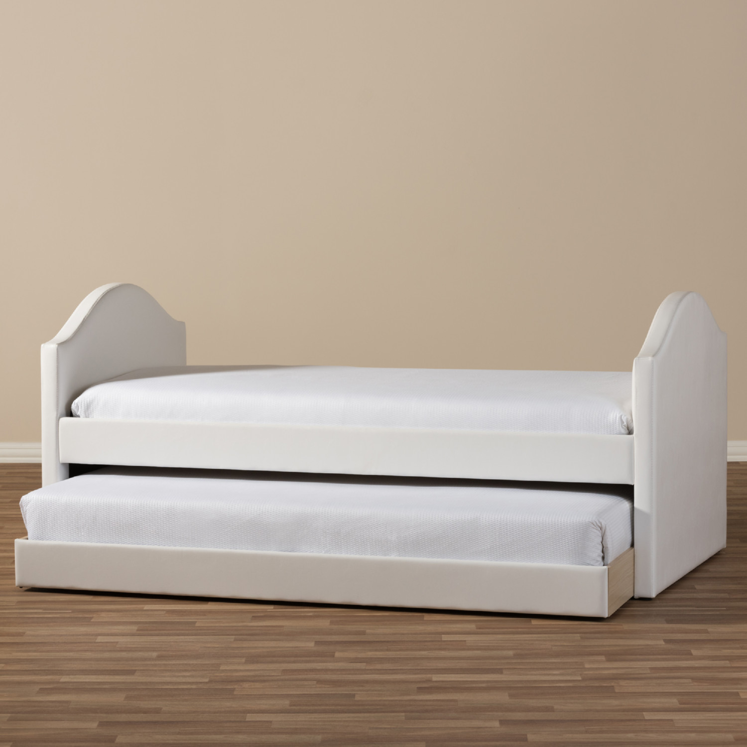 Baxton CF8751 White Day Bed Alessia Twin Daybed w Trundle in